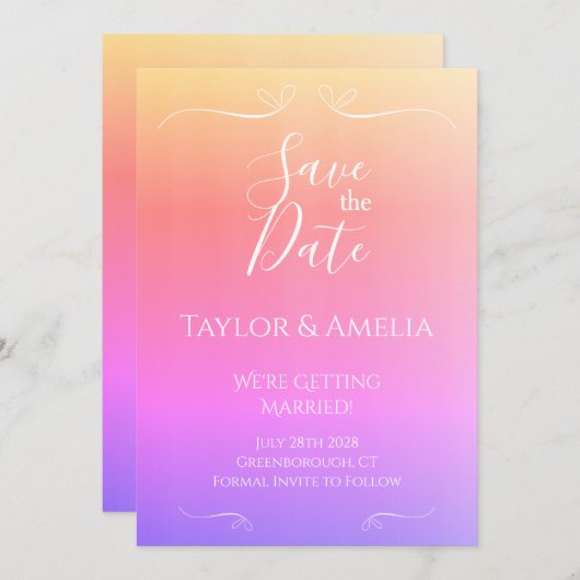 Moderne Ombre Wedding speichern das Datum Einladun Save The Date (Vorne/Hinten)