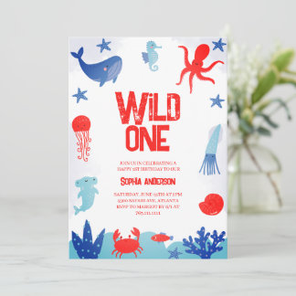 Moderne Oneder unter dem Meer Ozean Kinder 1. Gebu Einladung