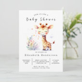 Moderne Online Giraffe Baby Dusche Einladung (Stehend Vorderseite)
