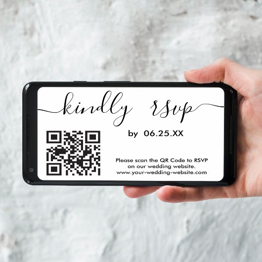 Moderne Online-Hochzeits-RSVP-Website mit QR-Code Karte