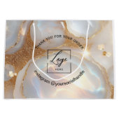 Moderne Opal benutzerdefiniertes Logo Name weiß da Große Geschenktüte (Vorderseite)