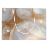 Moderne Opal benutzerdefiniertes Logo Name weiß da Große Geschenktüte (Rückseite)