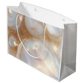 Moderne Opal benutzerdefiniertes Logo Name weiß da Große Geschenktüte (Rückseite Schrägansicht)