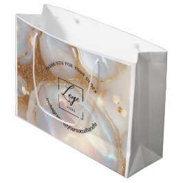 Moderne Opal benutzerdefiniertes Logo Name weiß da Große Geschenktüte