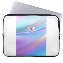 Moderne opaleszente Pink Butterfly Electronics Bag Laptopschutzhülle
