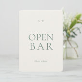 Moderne Open-Bar-Hochzeitstafel Einladung (Stehend Vorderseite)
