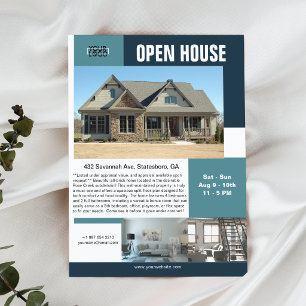 Moderne Open House 3 Foto Teal Anpassbar Flyer