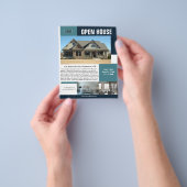 Moderne Open House 3 Foto Teal Anpassbar Flyer (Gruppe)