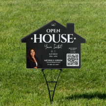 Moderne Open-House-Makler-QR-Code Schwarz Garten