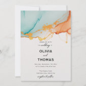 Moderne Orange Aquamarine Minimalistische Romantik Einladung (Vorderseite)