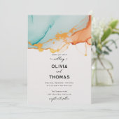 Moderne Orange Aquamarine Minimalistische Romantik Einladung (Stehend Vorderseite)