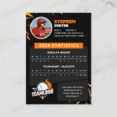 Moderne Orange Baseball Player Trading Card Status Telefonnummerkarte (Rückseite)