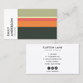 MODERNE ORANGE-BEIGE-PINK-NAVY-STRIPEN VISITENKARTE (Vorne/Hinten)