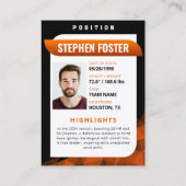 Moderne Orange & Black Football Trading Card Telefonnummerkarte (Rückseite)