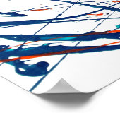 Moderne orange-blaue aquamarine Aquarellfarben-Spr Poster (Ecke)