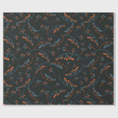 Moderne orange-blaue Beerenmuster Geschenkpapier (Flach)