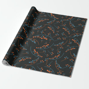 Moderne orange-blaue Beerenmuster Geschenkpapier