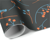 Moderne orange-blaue Beerenmuster Geschenkpapier (Rolleneckpunkt)