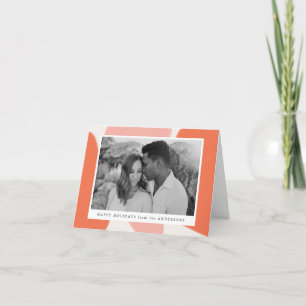 Moderne Orange & Blush Abstrakte Formen Foto Feiertagskarte