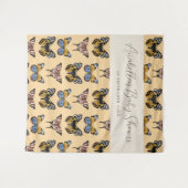 Moderne Orange Boho Butterfly Girl Babydusche Wandteppich (Vorderseite (Horizontal))