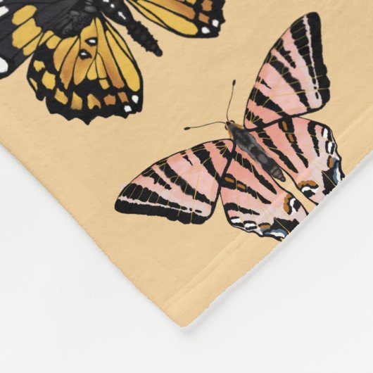 Moderne Orange Boho Schmetterling Muster Kinder Na Fleecedecke (Ecke)