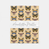 Moderne Orange Boho Schmetterling Muster Kinder Na Fleecedecke (Vorderseite)