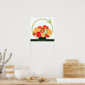 Moderne Orange Bouquet & Green Butterfats Square Poster (Küche)