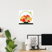 Moderne Orange Bouquet & Green Butterfats Square Poster (Heimbüro)