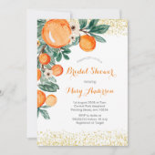 Moderne Orange Bridal Dusche Einladung Karte (Vorderseite)
