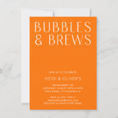 Moderne Orange Bubbles & Brews Verlobung Einladung (Vorderseite)