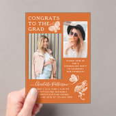 Moderne Orange Butterfly Foto Graduation Party Acryleinladungen (Insitu (Handheld))