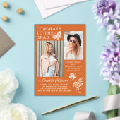 Moderne Orange Butterfly Foto Graduation Party Acryleinladungen (In Situ (Hochzeit))
