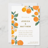 Moderne Orange Citrus Fruit Simple Wedding Einladung (Vorderseite)