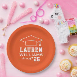 Moderne Orange Custom Graduation Party Pappteller