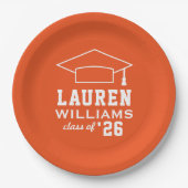 Moderne Orange Custom Graduation Party Pappteller (Vorderseite)