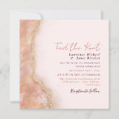 Moderne Orange Custom Wedding Marmor Aquarell Einladung (Vorderseite)