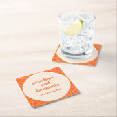 Moderne Orange Custom Wedding Mitte des Jahrhunder Rechteckiger Pappuntersetzer (Vor Ort)