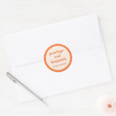Moderne Orange Custom Wedding Mitte des Jahrhunder Runder Aufkleber (Umschlag)