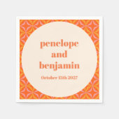 Moderne Orange Custom Wedding Mitte des Jahrhunder Serviette (Vorderseite)