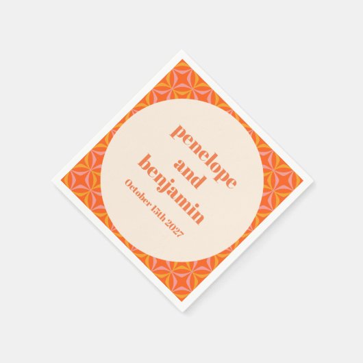 Moderne Orange Custom Wedding Mitte des Jahrhunder Serviette (Ecke)