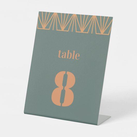 Moderne Orange Design Wedding Tischnummer Sockelschild (Vorderseite)