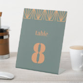 Moderne Orange Design Wedding Tischnummer Sockelschild (In SItu)