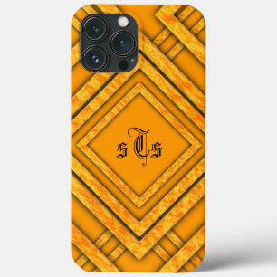 Moderne orange Diamanten-Monogramm Case-Mate iPhone Hülle