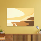 Moderne Orange Digital Art Beach Seascape Leinwanddruck (Insitu (Wohnzimmer))