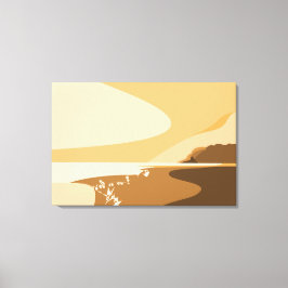 Moderne Orange Digital Art Beach Seascape Leinwanddruck