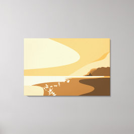 Moderne Orange Digital Art Beach Seascape Leinwanddruck