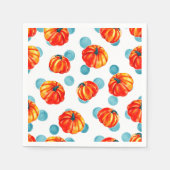 Moderne Orange Erntedank Pumpkin Blue Polka Dots Serviette (Vorderseite)