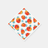 Moderne Orange Erntedank Pumpkin Blue Polka Dots Serviette (Ecke)