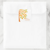 Moderne Orange Fall Tree Wedding Square Sticker (Tasche)