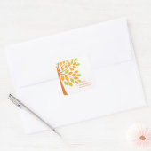 Moderne Orange Fall Tree Wedding Square Sticker (Umschlag)